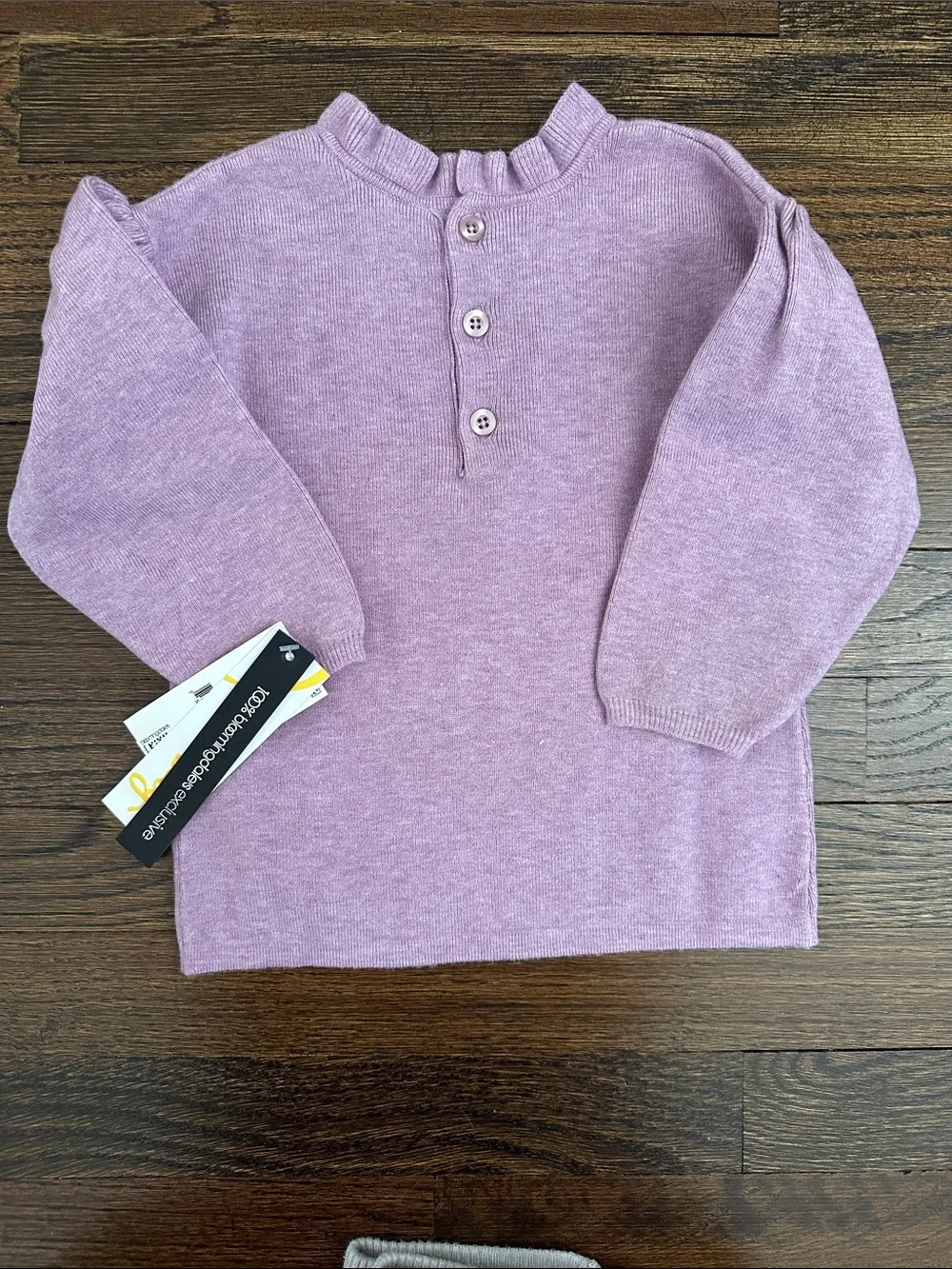 Toddler Girls' Purple Ruffled Neck Sweater Top and bottom set